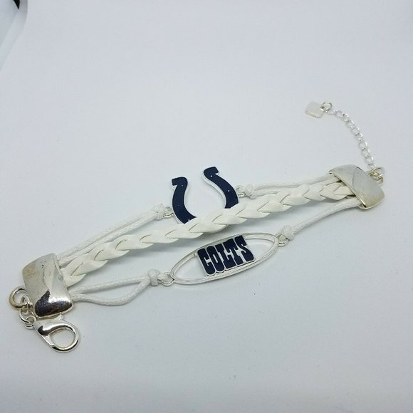 NFL Indianapolis Colts White and Blue Tri Braid Bracelet team spirit football - Picture 4 of 8